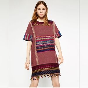 Zara Trafaluc Southwestern Tribal Ethnic Woven Tapestry Tunic | size m